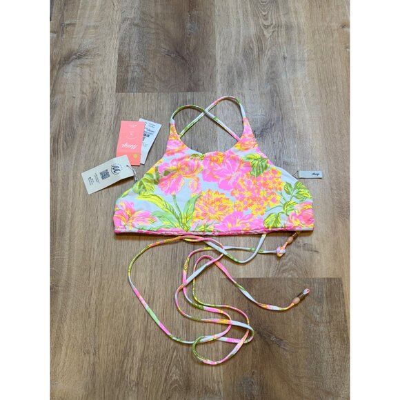 Maaji Reversible Floral Print High-Neck Bikini Top With Strappy Back For Women M - Picture 3 of 7